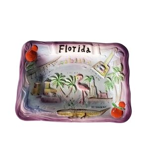 Vintage Florida ceramic wall hanging dish